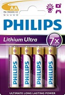 4 stuks Philips Lithium Ultra AA batterijen