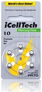 iCellTech 10 DS hoortoestel batterijen type 10 geel