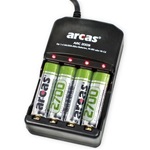 Arcas batterijlader met 4 stuks AA oplaadbare batterijen 2700