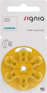 Siemens Signia 10 hoortoestel batterijen type 10 geel